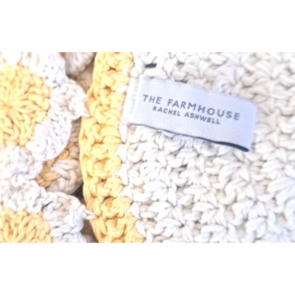 New Rachel Ashwell The Farmhouse Placemats Set of 4 Crochet Yellow White 15" - Picture 6 of 6